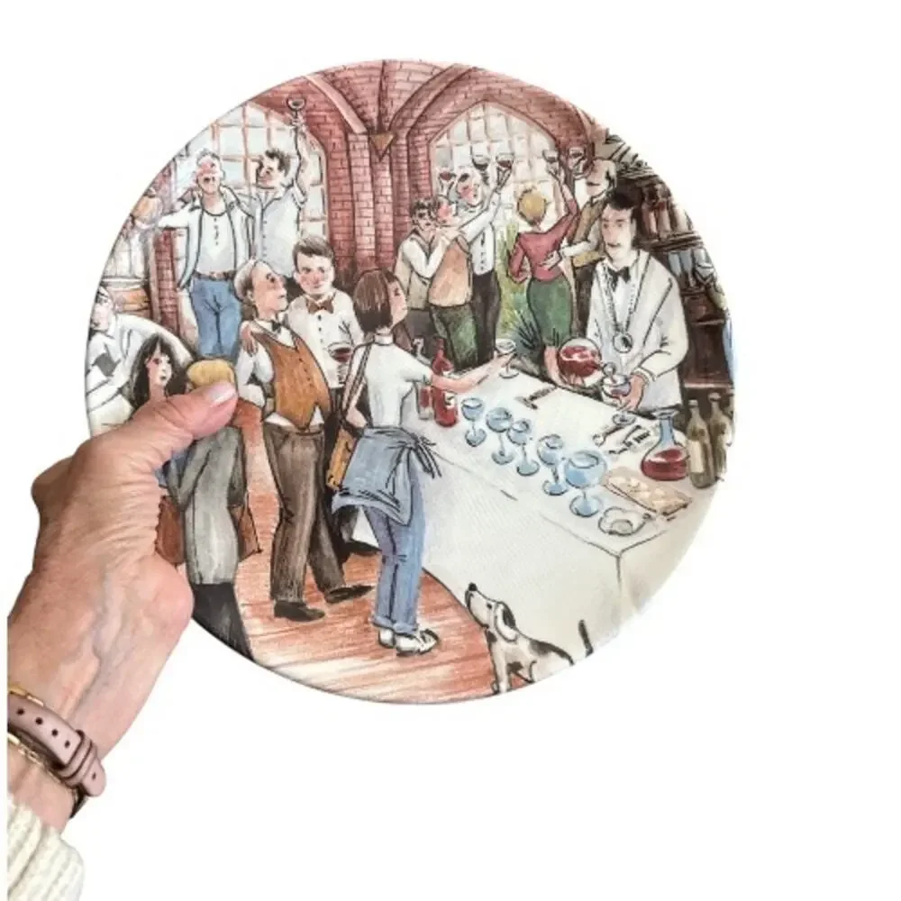 Brunelli Italy Party Scene Bar Scene Vintage Set of 2 Plates